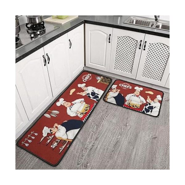Fat Chef Juego de 2 alfombras y tapetes de cocina color