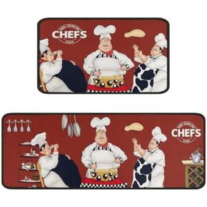 Fat Chef Juego de 2 alfombras y tapetes de cocina color