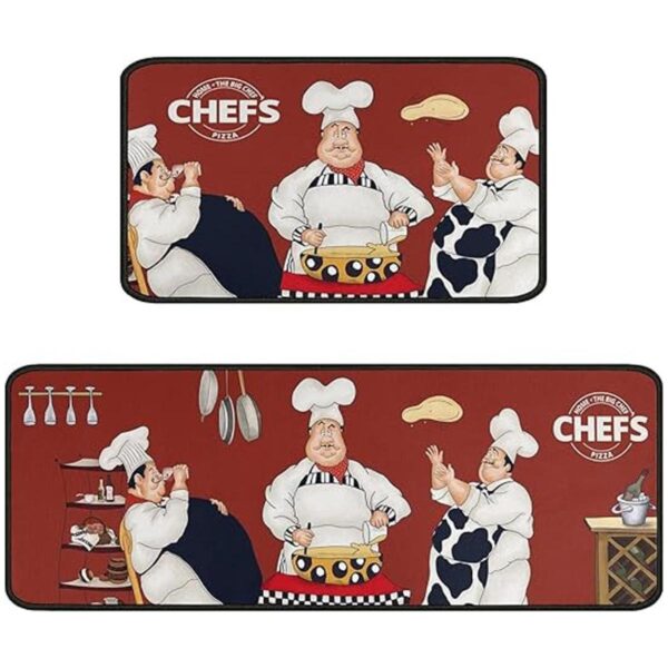 Fat Chef Juego de 2 alfombras y tapetes de cocina color