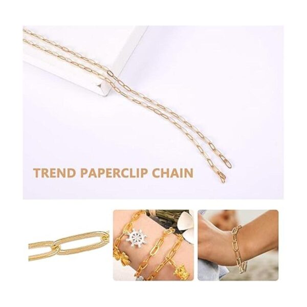SUNNYCLUE Cadenas de clip de papel de oro de 32 pies