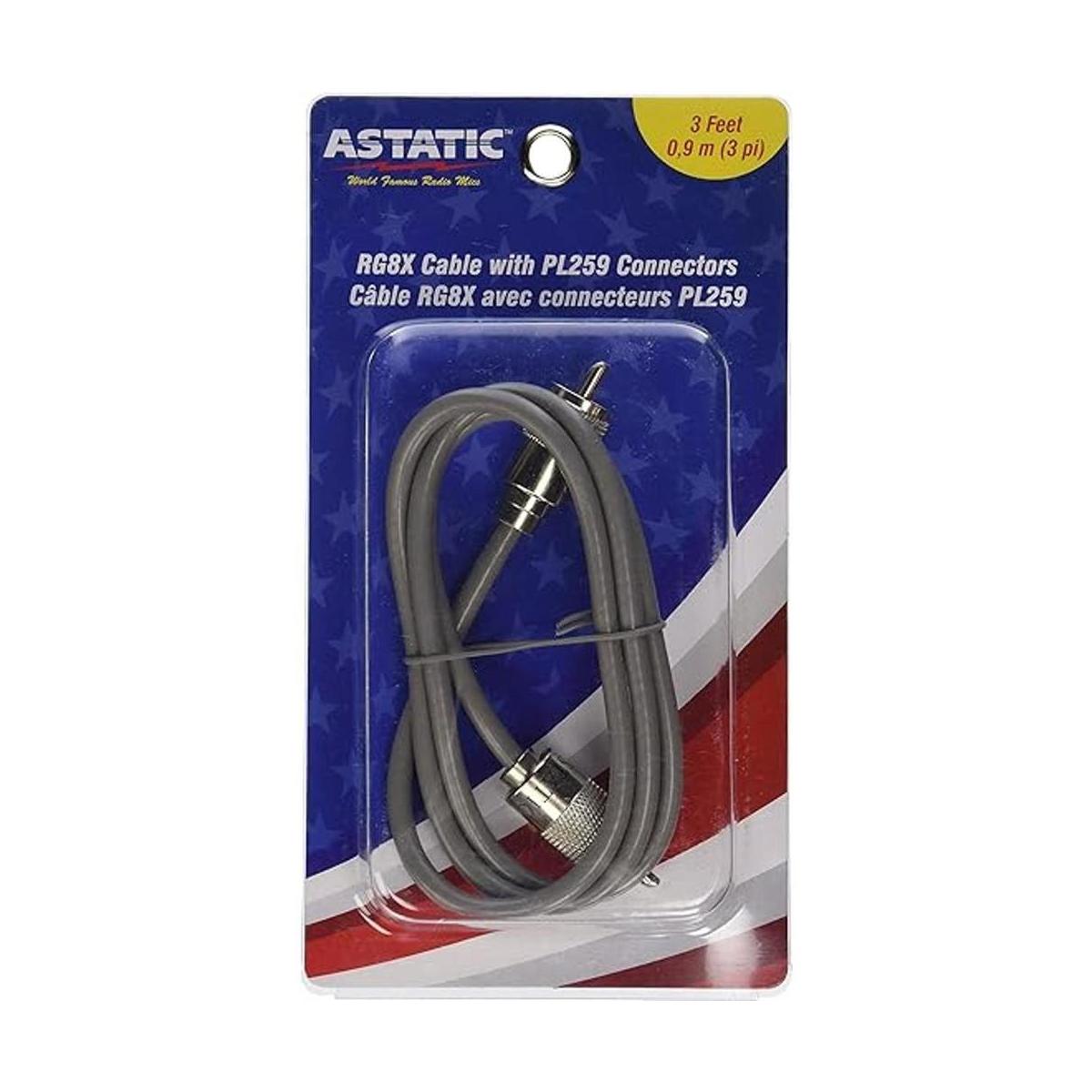 Astatic 30210268 Cbl gris de 3 pies con conectores Pl259