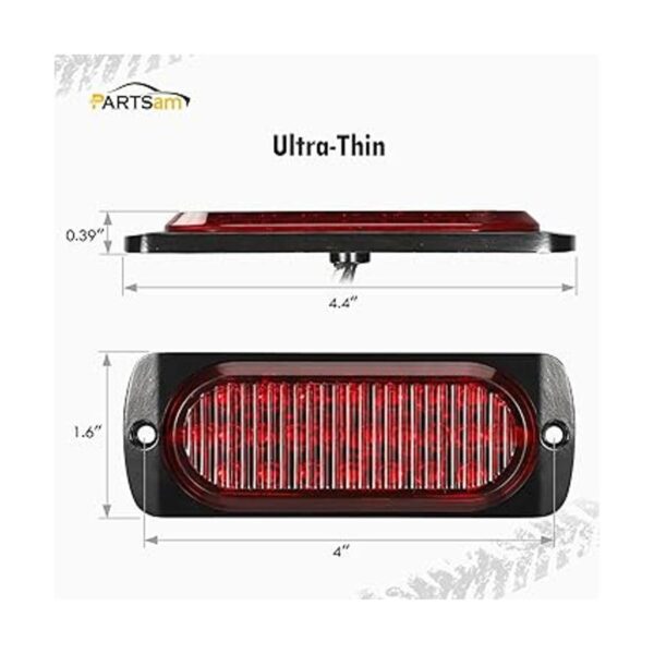 Partsam 2 luces LED rojas de 4.4 pulgadas 24 luces LED_4