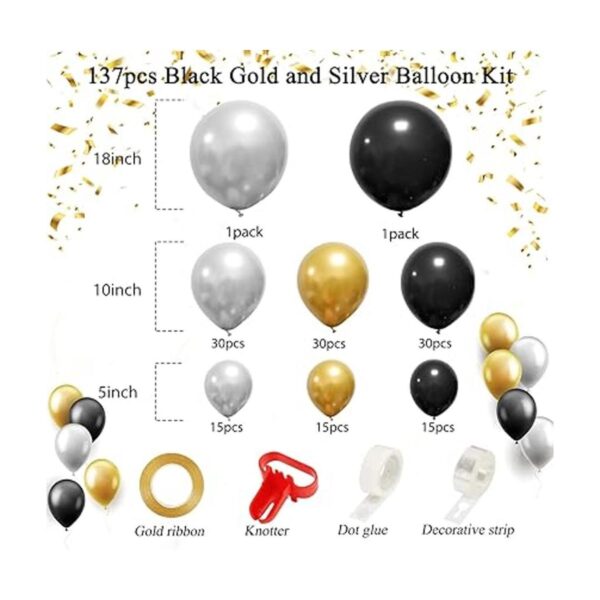 RUBFAC Kit de arco de guirnalda de globos de oro negro y