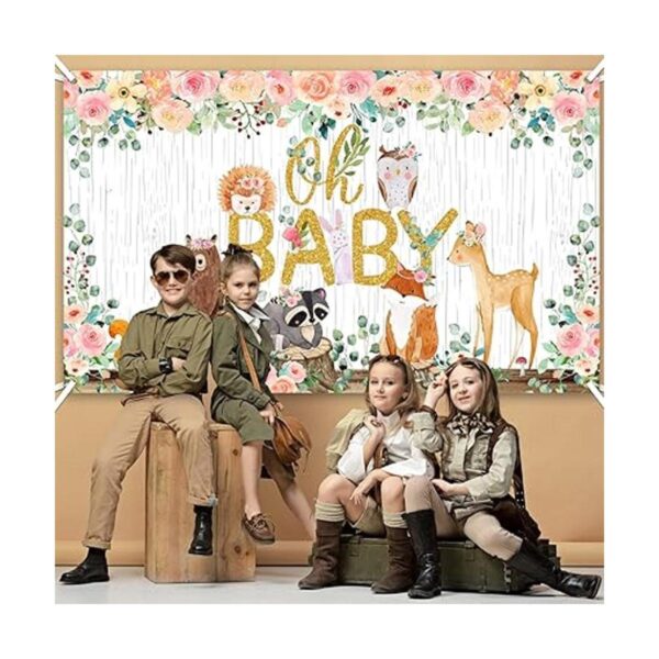 Woodland Póster de telón de fondo para baby shower