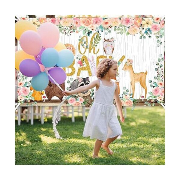 Woodland Póster de telón de fondo para baby shower