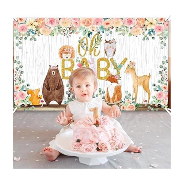 Woodland Póster de telón de fondo para baby shower
