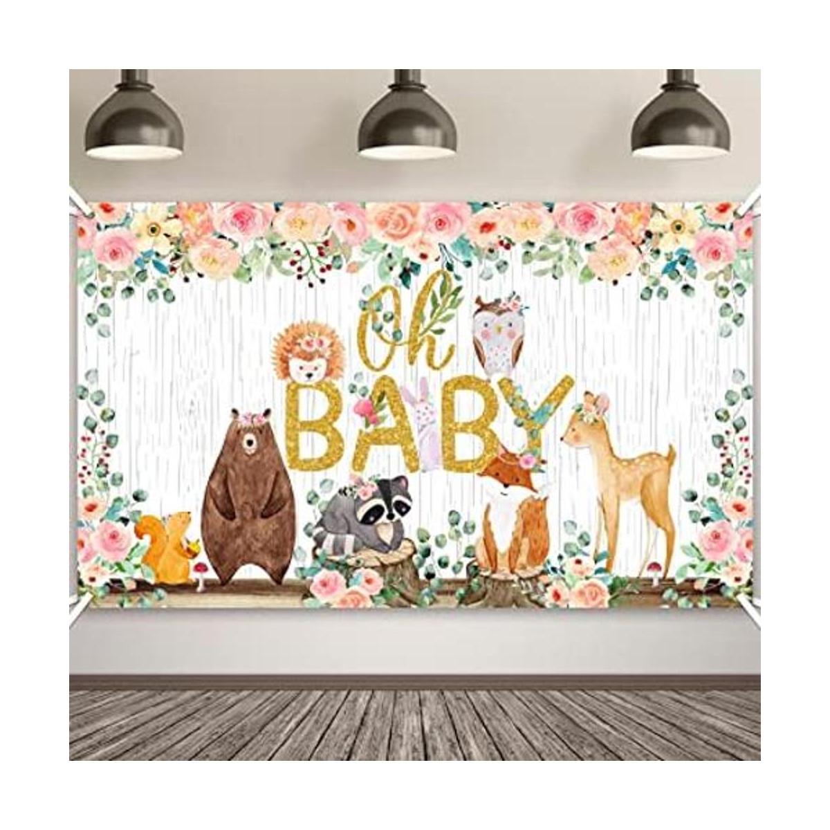 Woodland Póster de telón de fondo para baby shower