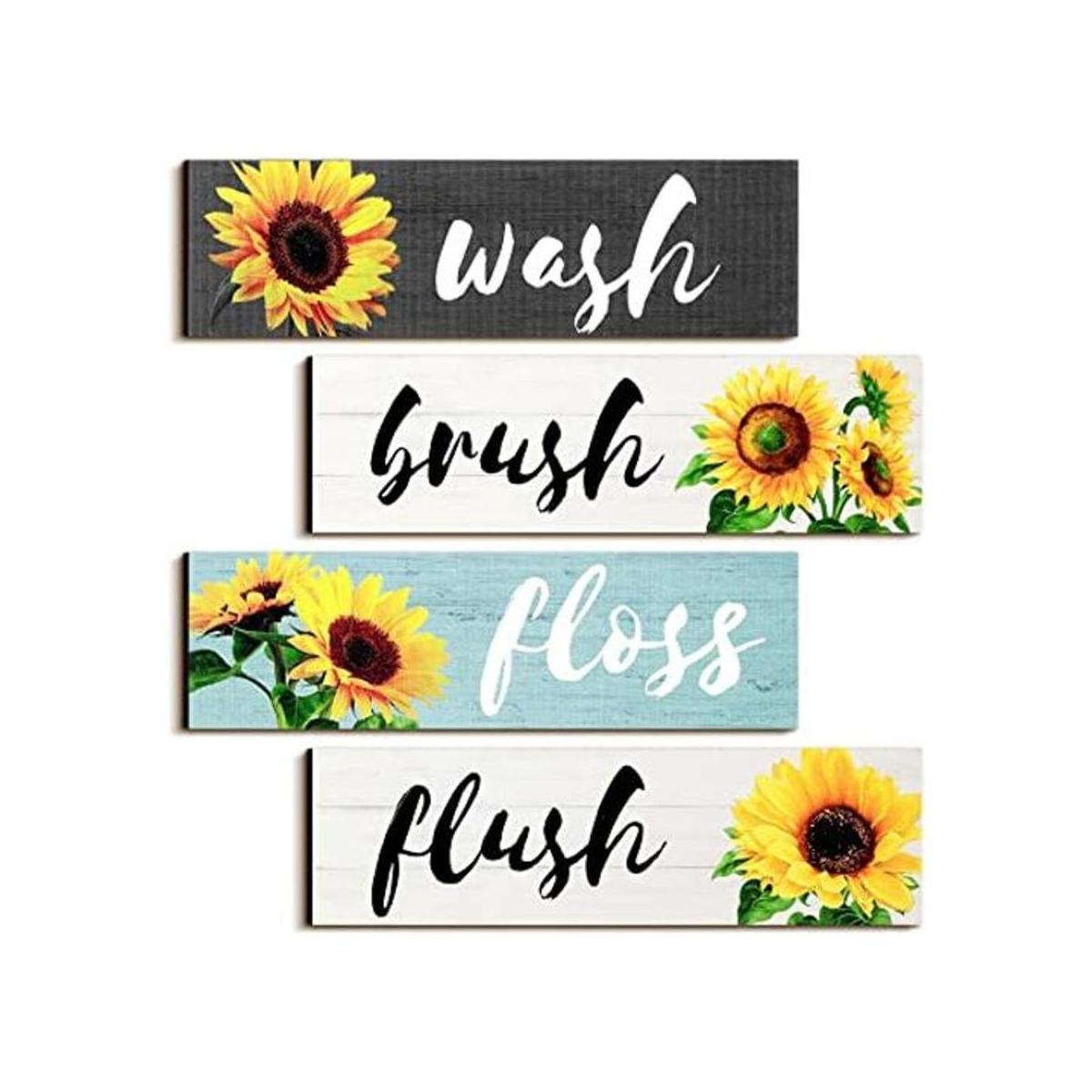 4 letreros decorativos de pared de baño cepillo de
