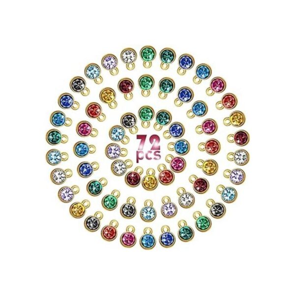 72 dijes de piedra natal de cristal colgantes de cuentas