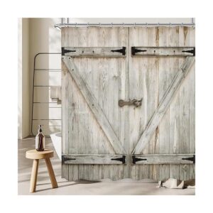 Ufeela Cortina de ducha rústica para puerta de granero de