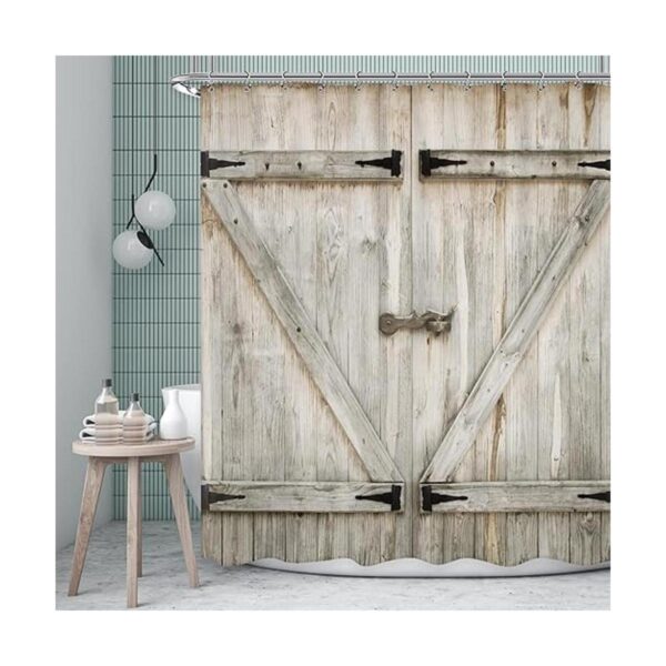 Ufeela Cortina de ducha rústica para puerta de granero de