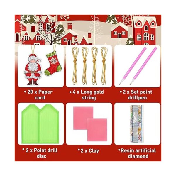 Juego de 20 etiquetas de pintura de diamantes de Navidad