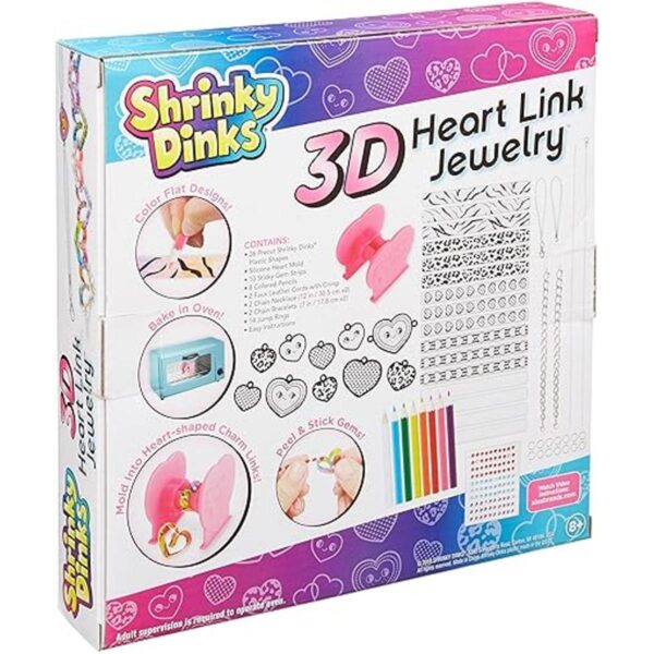 Juego de joyas con eslabones de corazón en 3D de la marca_2