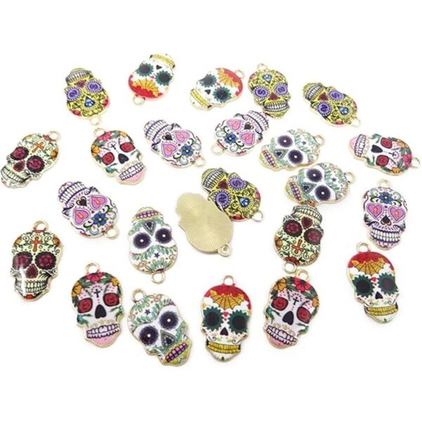 Honbay 24pcs esmalte aleación cráneo encantos colgantes
