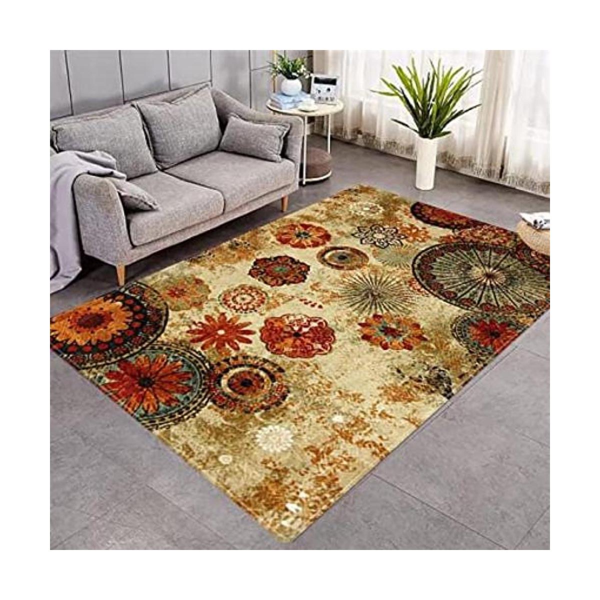 Alfombra de área colorida de estilo retro para sala de