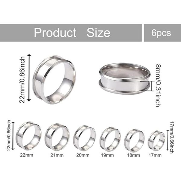 Pandahall 6 anillos de acero inoxidable de tamaño 712 con_3