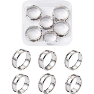 Pandahall 6 anillos de acero inoxidable de tamaño 712 con_1