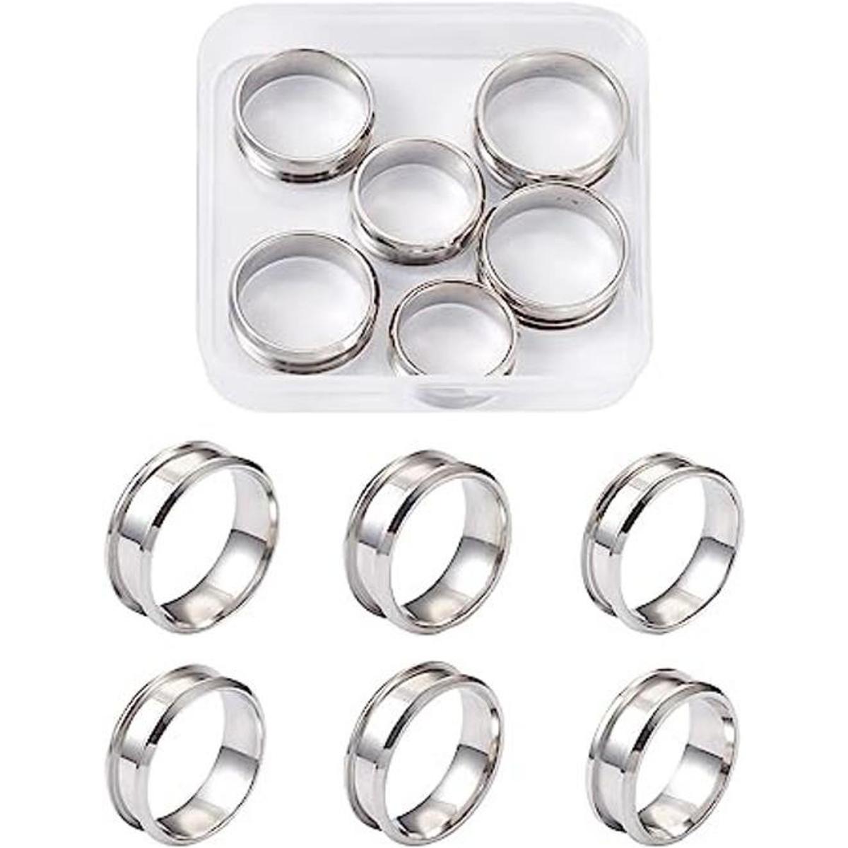 Pandahall 6 anillos de acero inoxidable de tamaño 712 con