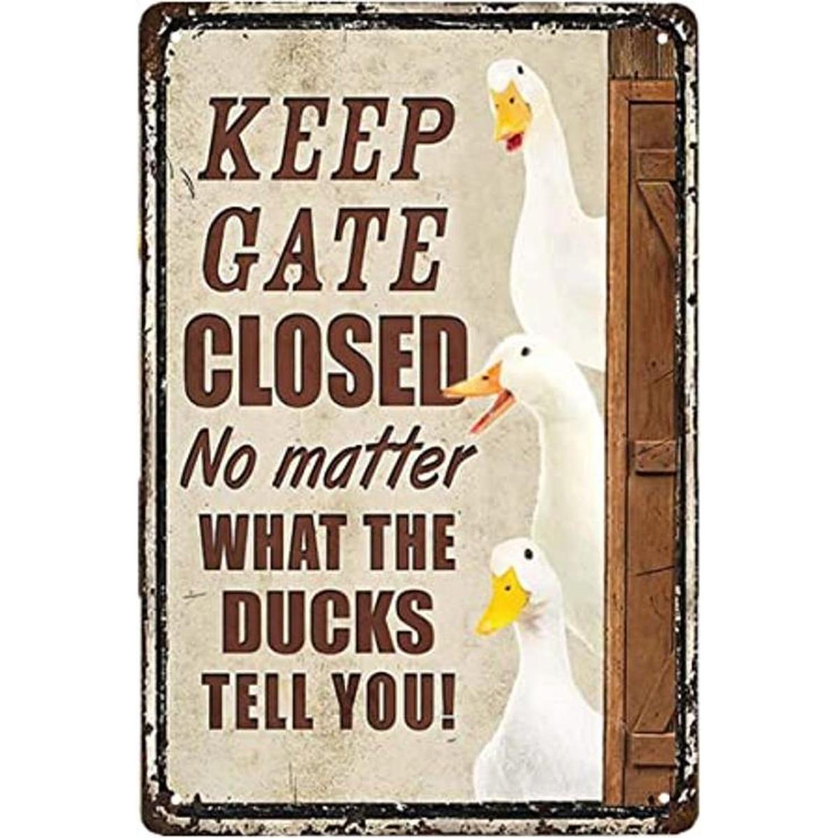Awoldwide Ducks Funny Keep Gate Letrero de metal cerrado