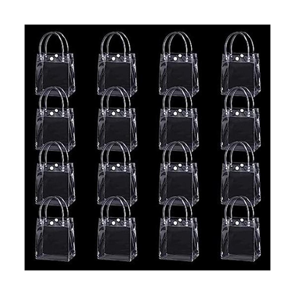 25 bolsas de regalo de PVC transparente con asas pequeñas