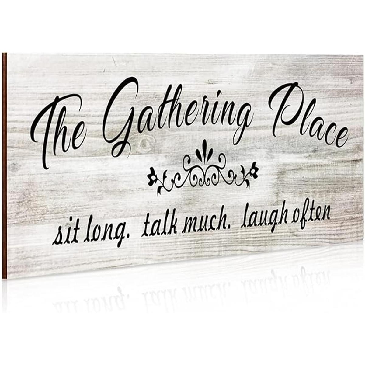 Jetec The Gathering Place Cartel de madera rústica para