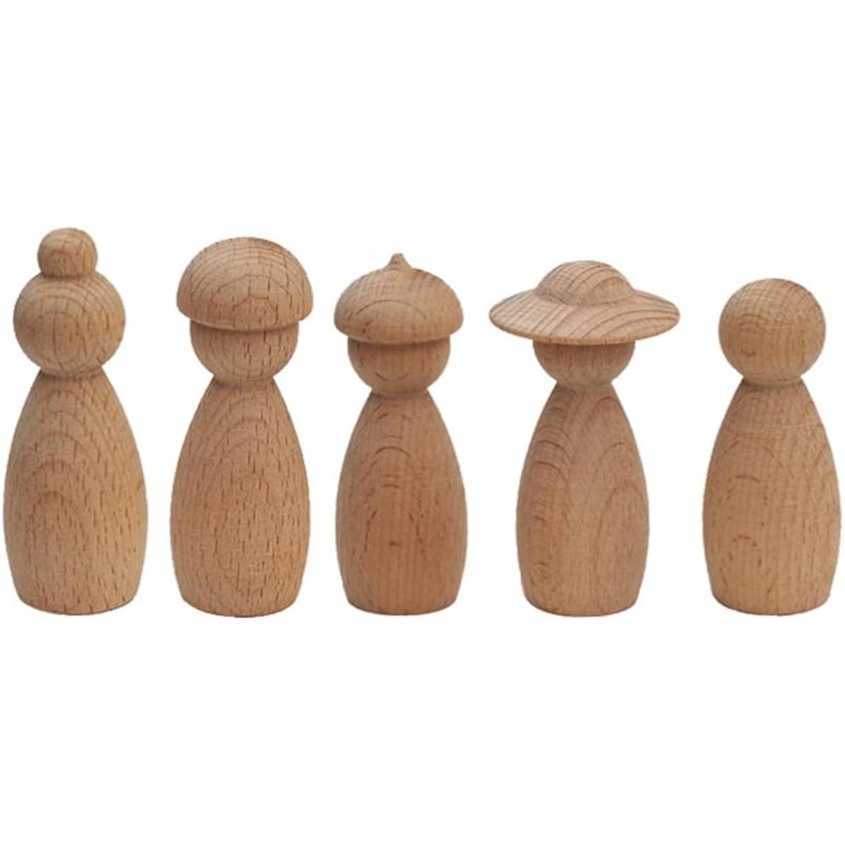BESPORTBLE 5 muñecas de madera sin terminar de madera