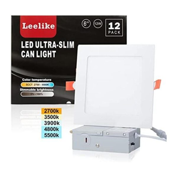 Leelike Paquete de 12 luces LED cuadradas regulables de 6_1