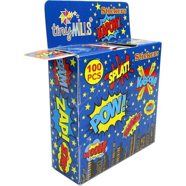 TINYMILLS Superhero Stickers 100 pegatinasdispensador
