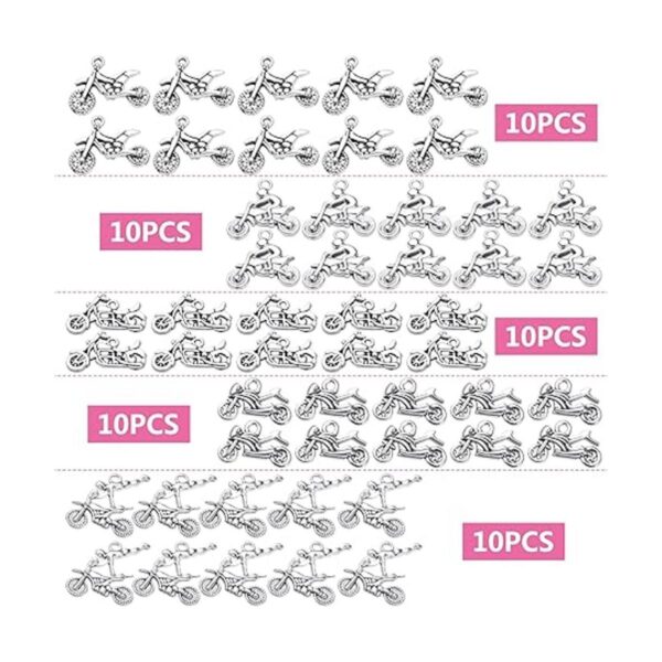 50 dijes de plata envejecida para motocicleta scooter