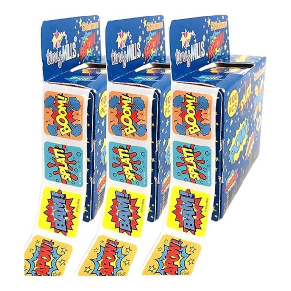 TINYMILLS Superhero Stickers 100 pegatinasdispensador