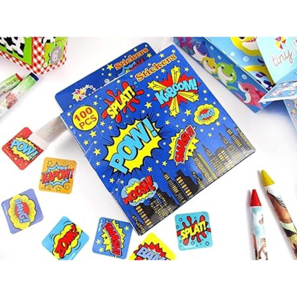 TINYMILLS Superhero Stickers 100 pegatinasdispensador