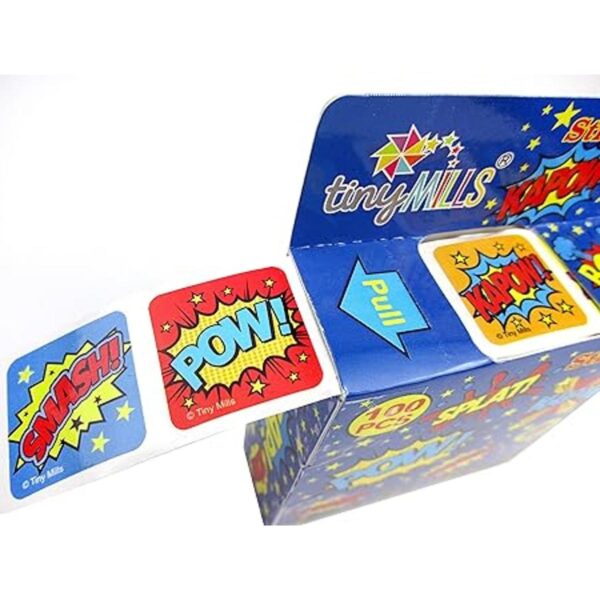 TINYMILLS Superhero Stickers 100 pegatinasdispensador