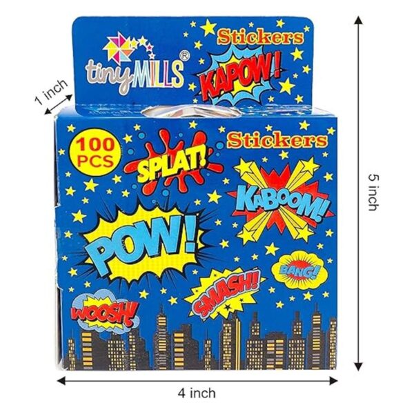 TINYMILLS Superhero Stickers 100 pegatinasdispensador