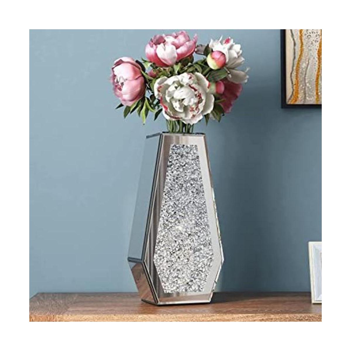 Florero de cristal grande con espejo de diamante