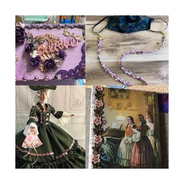 SEWDIYTR Cinta de color con ribete de flores apliques de_6