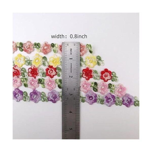 SEWDIYTR Cinta de color con ribete de flores apliques de_5