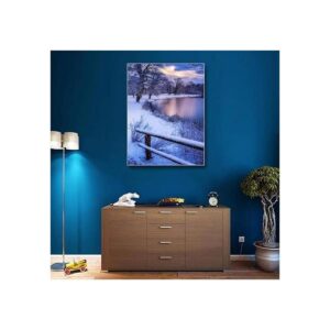 Pintura de diamante 5D con una escena nevada por el lago