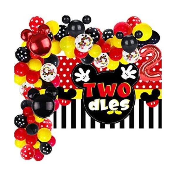 98 piezas de suministros de fiesta de cumpleaños de Mickey_1