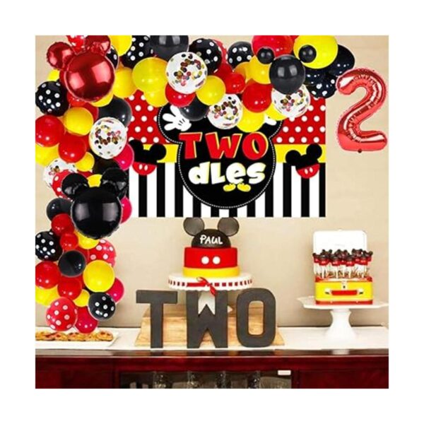 98 piezas de suministros de fiesta de cumpleaños de Mickey_2