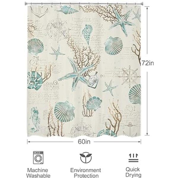 Omifly Cortina de ducha con estrellas de mar y conchas_4