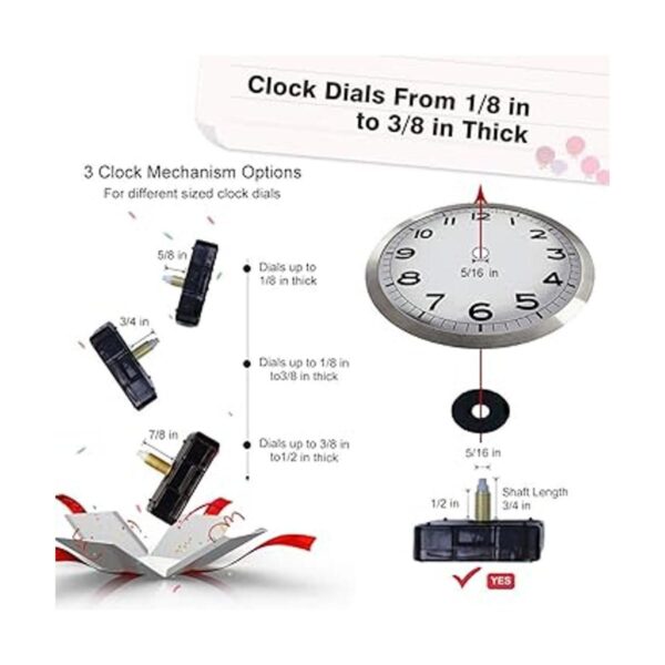 EMOON Kit de 6 piezas de mecanismo de reloj con 9