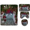 DDSDUDES Juego de 4 cortinas de ducha de flores de_4