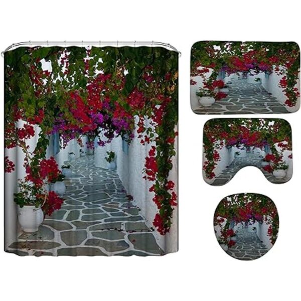 DDSDUDES Juego de 4 cortinas de ducha de flores de_4