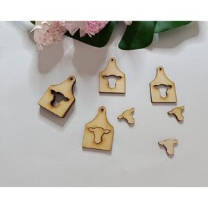 40 aretes de madera para cabeza de vaca en blanco