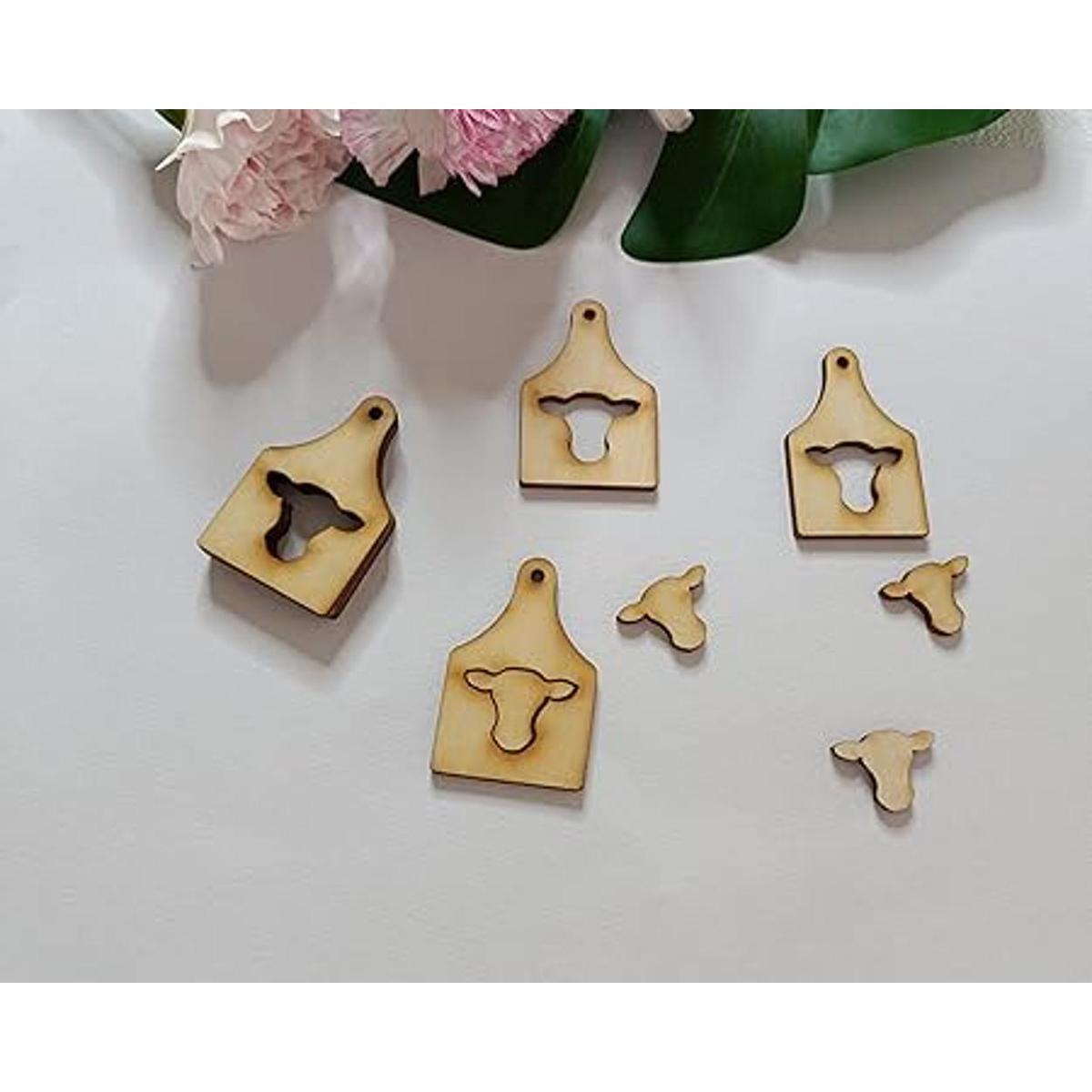 40 aretes de madera para cabeza de vaca en blanco