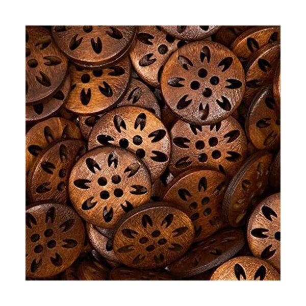 Botones florales de madera tallada para manualidades 4