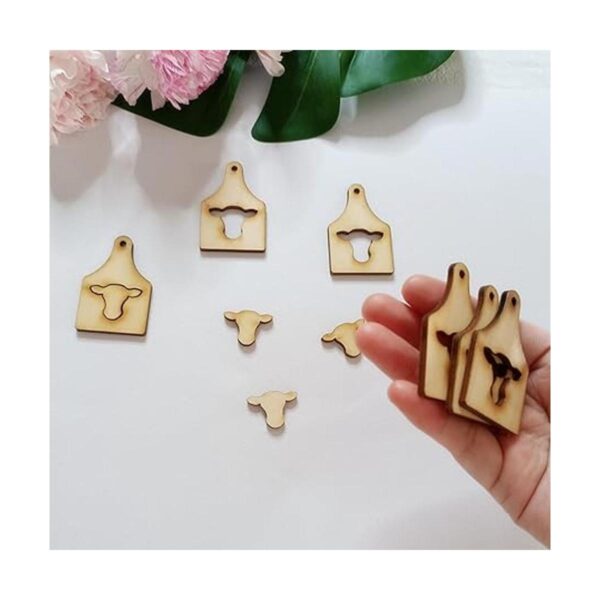 40 aretes de madera para cabeza de vaca en blanco