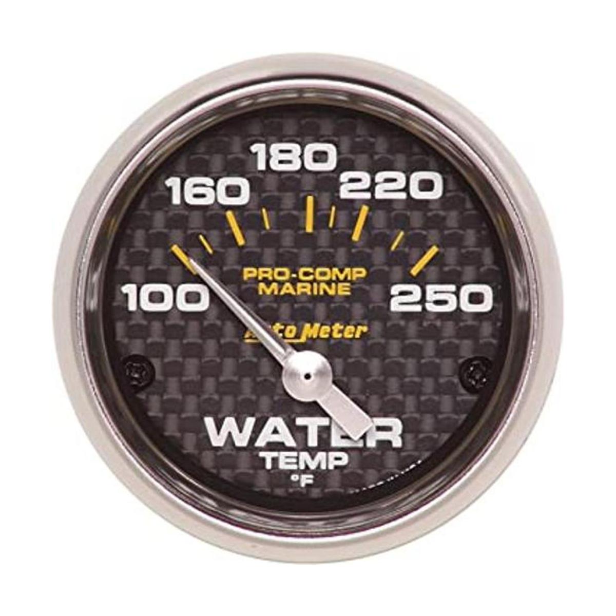 AUTO METER Temperatura del agua de calibre 20076240 fibra