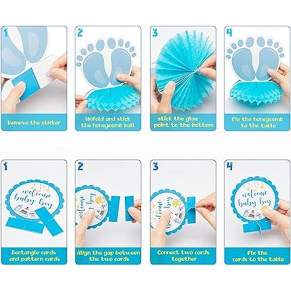 OSNIE Centros de mesa de fiesta de baby shower azul para_4