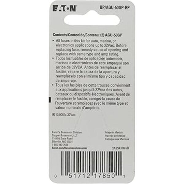 Bussmann BPAGU50GPRP Fusible AGU de acción rápida_2